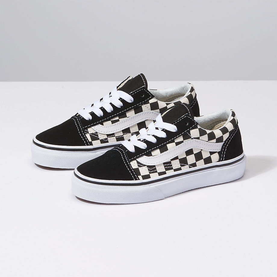 Vans Kiz Çocuk Spor Ayakkabı Primary Check Old Skool Siyah/Beyaz | 51762-865